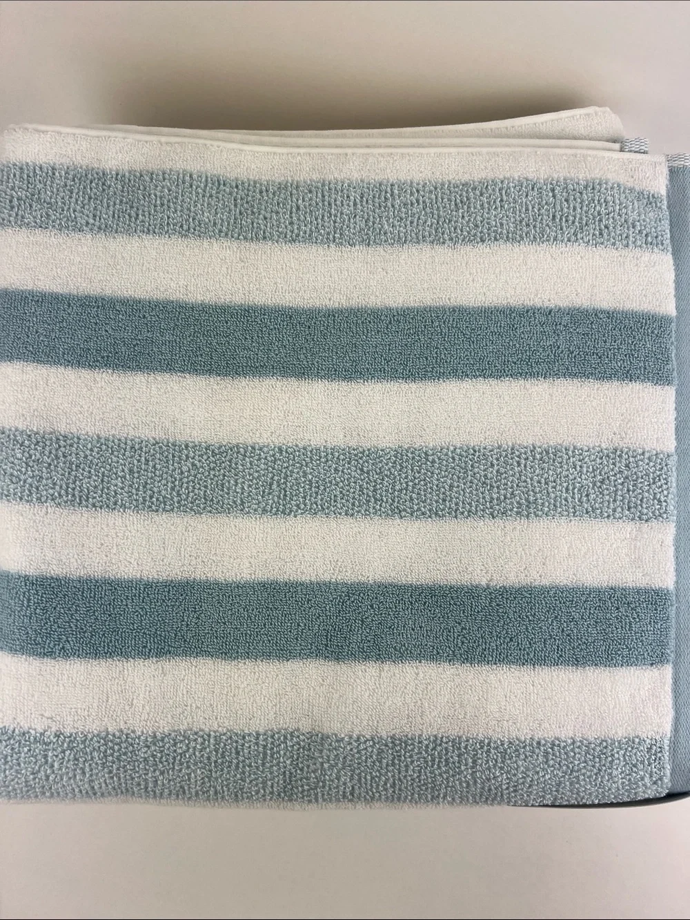 Brooks Brothers Bath Towels Light Blue & White Striped Soft 100% Cotton 2 Pc NEW